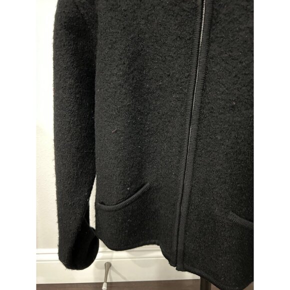Vintage 90s Talbots Petites Black Wool Blend Zip Up Sweater Jacket Sz LP - Picture 4 of 8